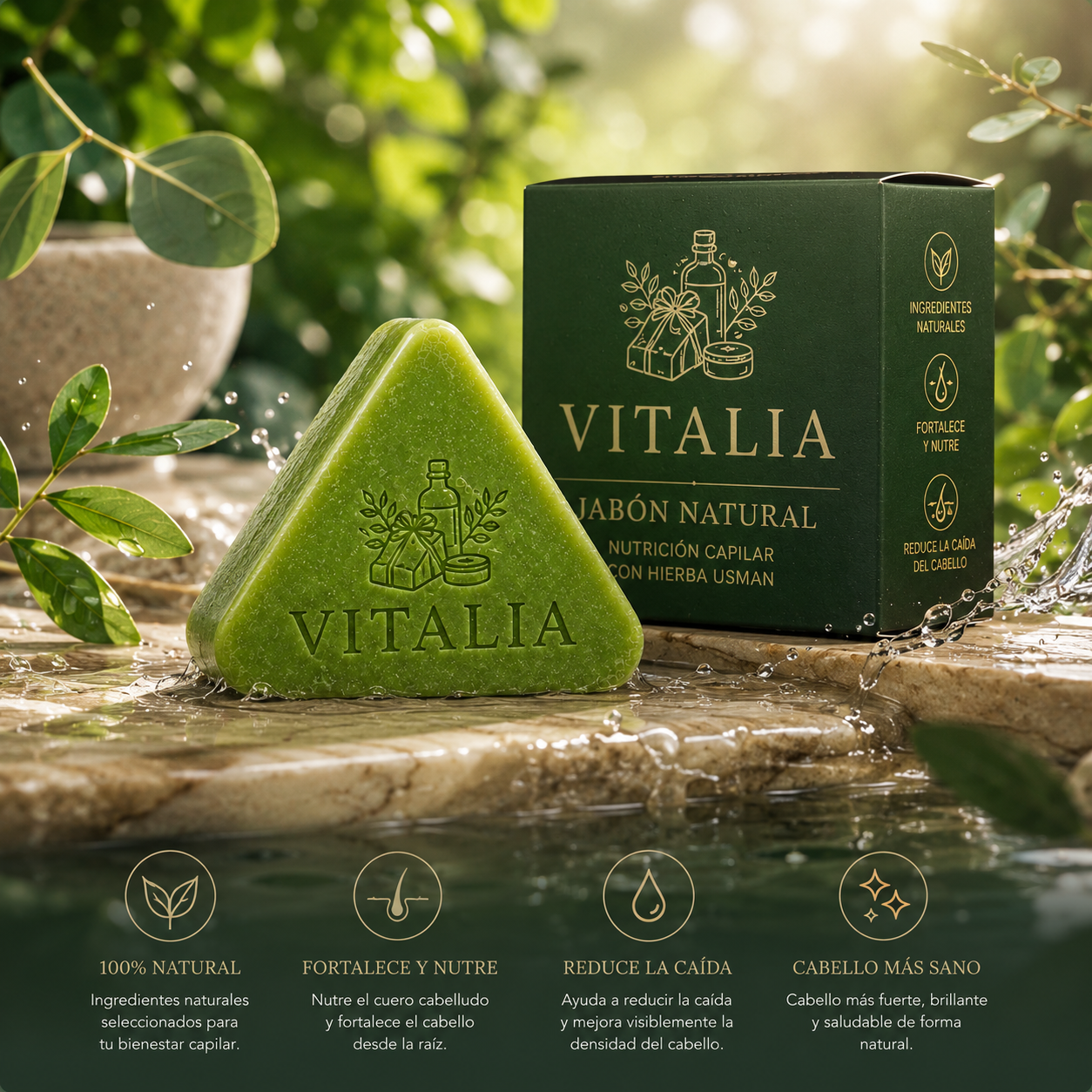 Vitalia™ | Champú Sólido Natural con Usman Grass y Orquídea